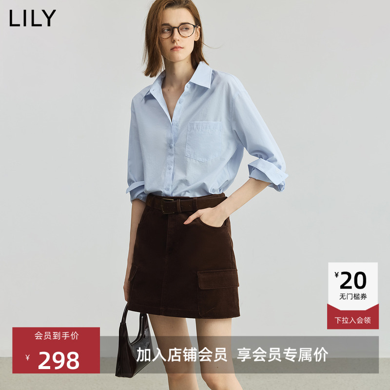 LILY通勤内搭翻领纯色简约外套
