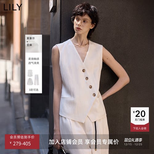 LILY莱赛尔设计感亚麻休闲马甲