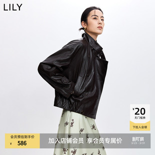LILY2026春秋新款 夹克上衣皮衣外套女 复古美拉德休闲通勤百搭短款