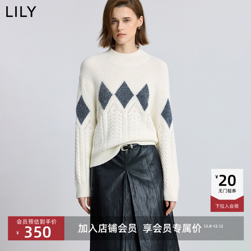 LILY套头加厚重工不规则绞花毛衣