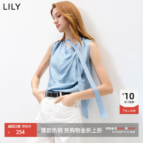 LILY短款通勤无袖醋酸新款套头衫
