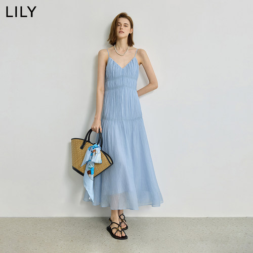 LILY女莱赛尔混纺新款吊带连衣裙