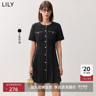LILY新款 优雅轻奢小香风肌理感精致感商务通勤连衣裙女 女装
