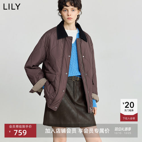 LILY通勤撞色灯芯绒工装外套棉服