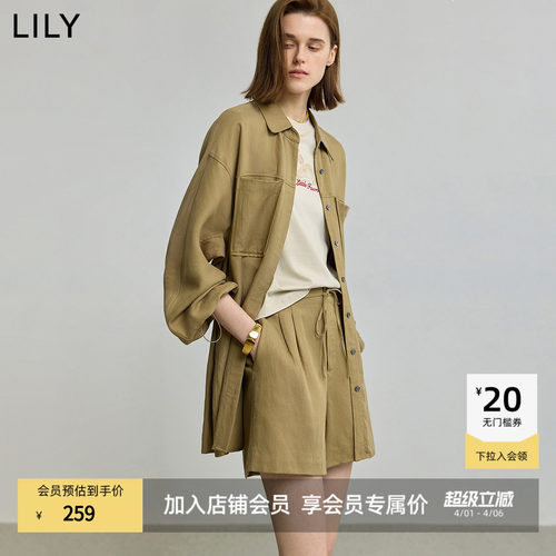 LILY莱赛尔亚麻翻领长袖新款外套
