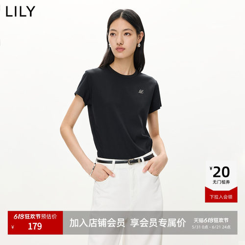 LILY通勤套头百搭纯色圆领短袖