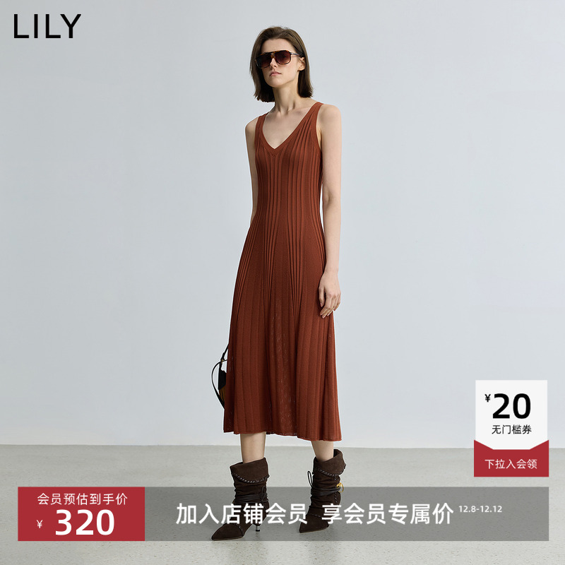 LILY收腰无袖修身复古吊带连衣裙