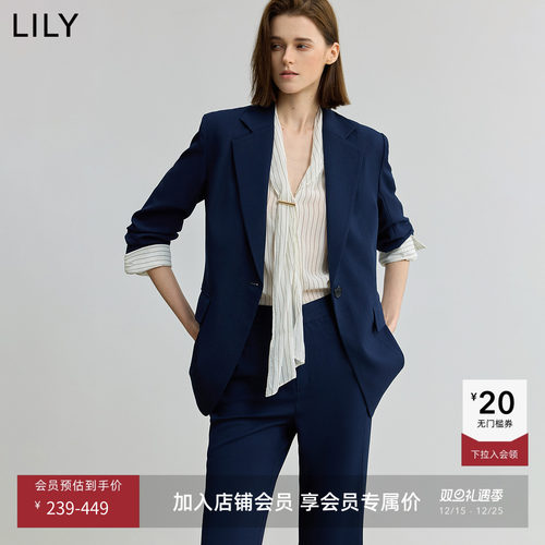 LILY通勤收腰七分袖复古西装外套