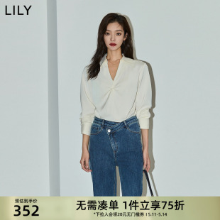 女装 雪纺衫 时尚 温柔宽松垂坠感衬衫 扭结气质通勤款 LILY2024夏新款