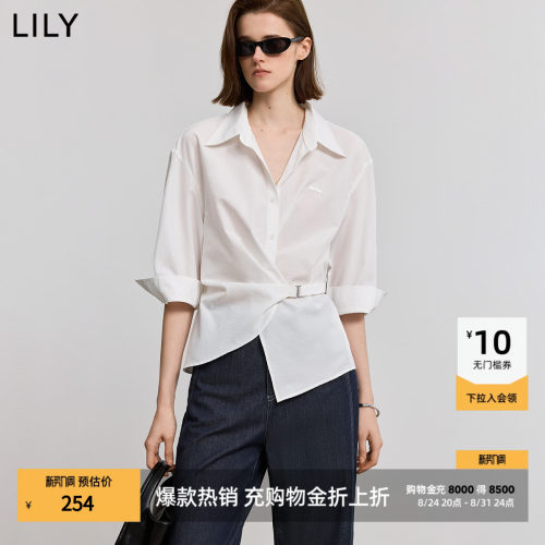 LILY通勤设计感百搭七分袖衬衫