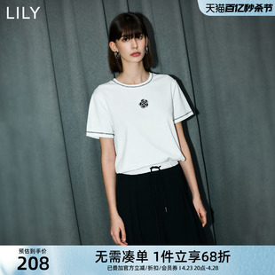 舒适全棉设计感浪漫玫瑰休闲复古百搭T恤上衣 LILY2024夏新款 女装