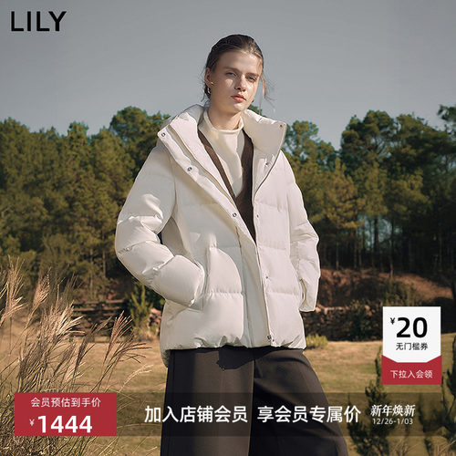 LILY商场同款连帽收腰泡芙羽绒服