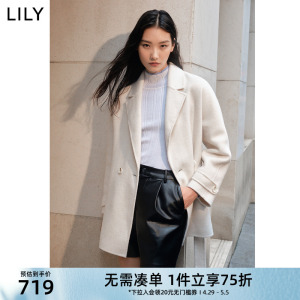 Lily通勤骆驼绒绵羊毛毛呢外套