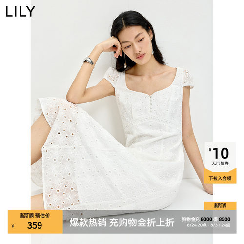 LILY通勤莱赛混纺短袖法式连衣裙