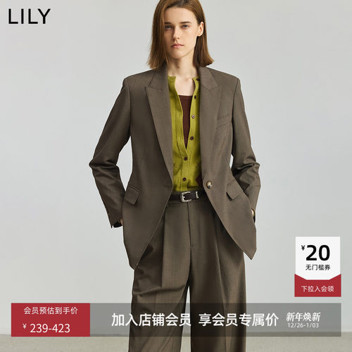 LILY垫肩通勤收腰复古西装外套