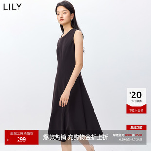 LILY2026春新款女装复古老钱风无袖圆领修身通勤背心连衣裙中长款
