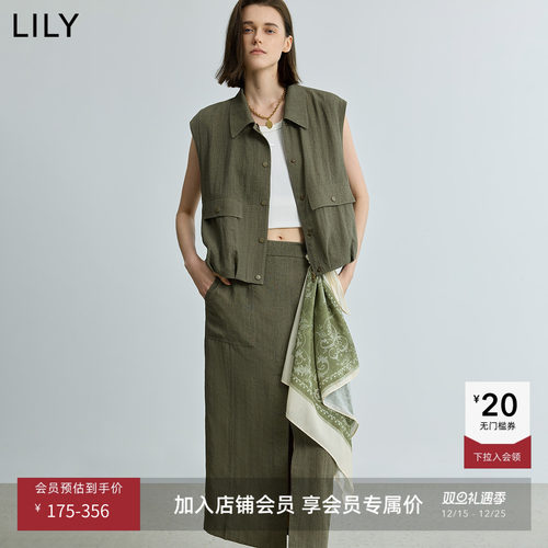 LILY通勤百搭翻领工装无袖马甲