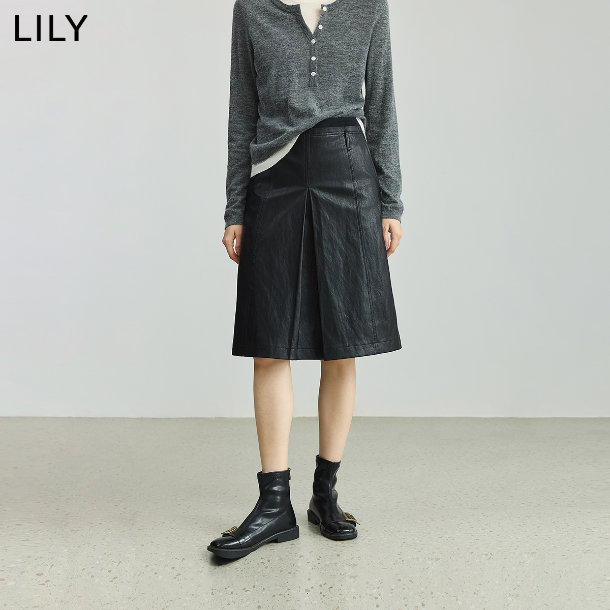 LILY通勤女装复古气质中长半身裙