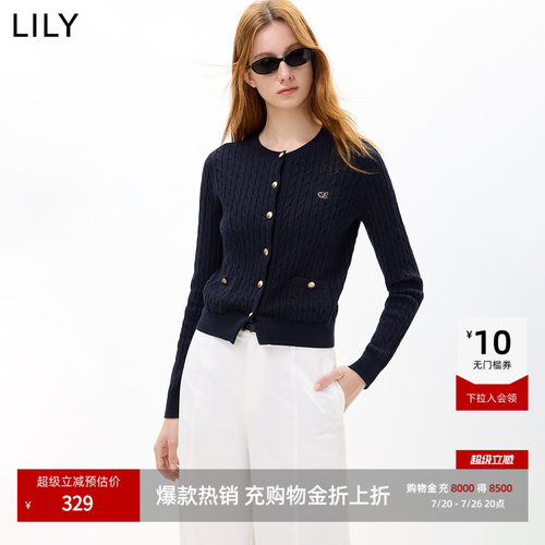 LILY通勤百搭小香风法式针织开衫