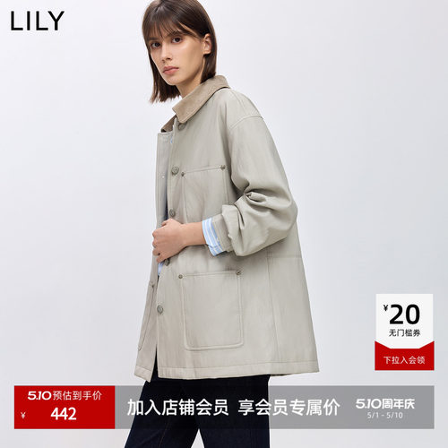 LILY通勤多口袋百搭翻领工装夹克