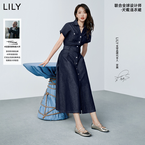 LILY简约时髦收腰牛仔连衣裙