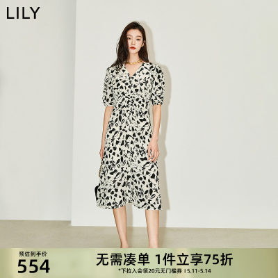 LILYV领法式浪漫印花A字连衣裙