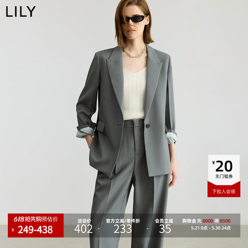 LILY通勤高级感格雷系西装外套