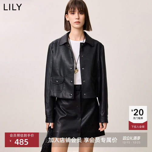 LILY商场同款复古夹克皮衣外套