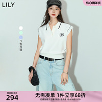 【宋茜同款】LILY2024夏新款设计感绣花美式学院风针织马甲背心女