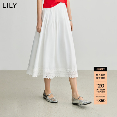 LILY百搭不对称长款白色半身裙