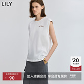 T恤女短款 LILY2025新款 简约气质绣花全棉宽松休闲百搭通勤无袖