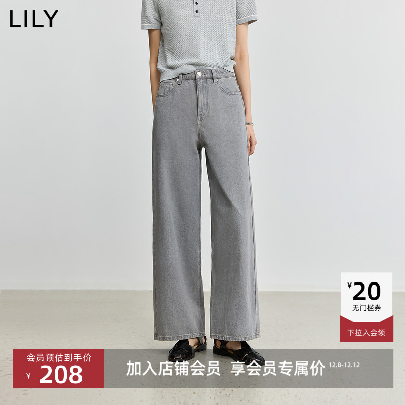 LILY通勤百搭全棉显瘦直筒牛仔裤