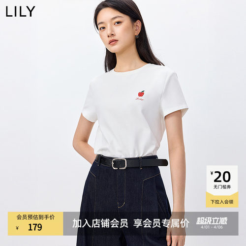 LILY磨毛通勤撞色圆领新款短袖