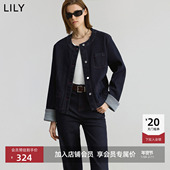 复古气质通勤深色夹克外套女短款 女装 商场同款 LILY2025新款
