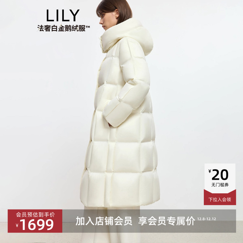 LILY鹅绒长款加厚泡芙羽绒服