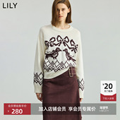 毛衣女 羊毛兔毛混纺费尔岛提花针织衫 商场同款 LILY2025新款