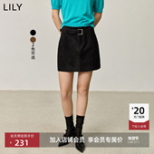 LILY冬新款 商场同款 复古绒感中低腰防走光微A半身裙