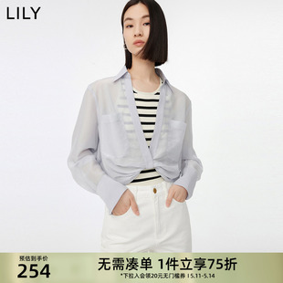 叠穿小众上衣女小衫 衬衫 外搭 含真丝别致扭结薄透雪纺衫 LILY女装