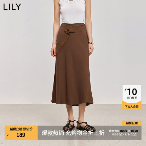 LILY复古新款开叉斜裁半身裙