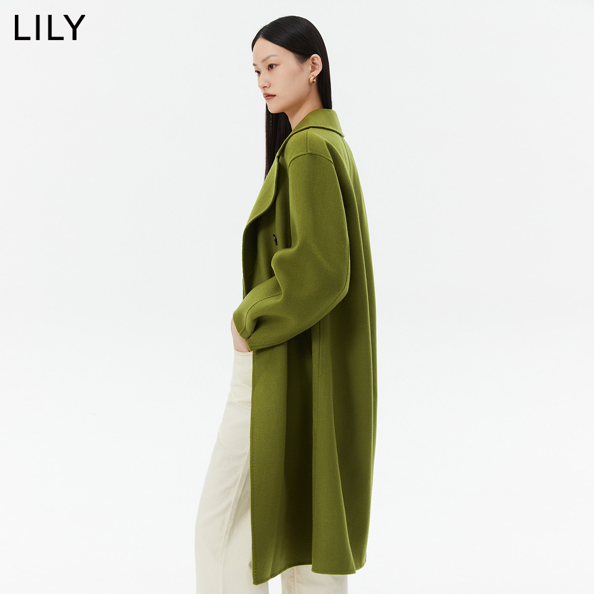 【专柜甄选】LILY冬新款女装全绵羊毛气质通勤毛呢外套大衣女