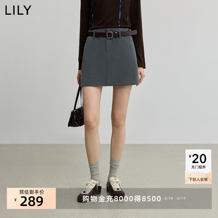 格雷系学院风气质通勤防走光A字半身裙灰色短裙女 LILY2025秋新款