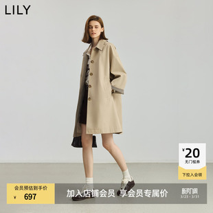敦煌系列LILY2026新款 复古雅丹风长绒棉通勤卡其色风衣外套 女装