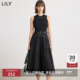 LILY时光小黑裙 商场同款 2025新款 女装 针梭拼接连衣裙蛋糕裙