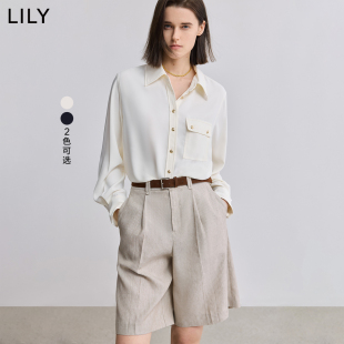女装 LILY垂感雪纺上衣25新款 延续 知性高级通勤职业白衬衫 经典