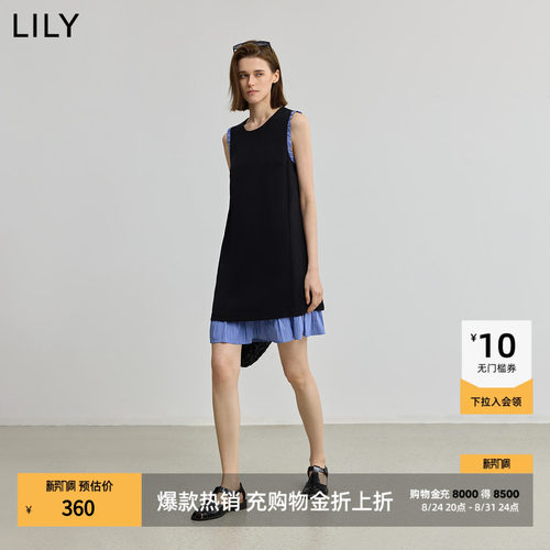 LILY设计感无袖女装圆领连衣裙