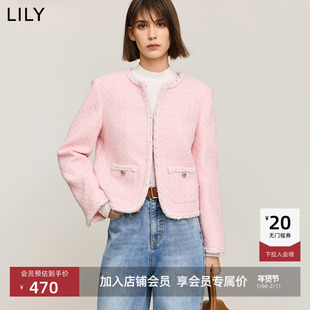 【商场同款】LILY冬新款女装千金小香风合身优雅气质短外套女
