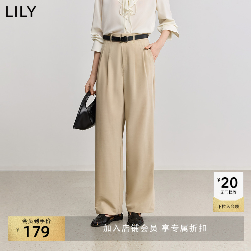 LILY通勤百搭显瘦直筒休闲裤