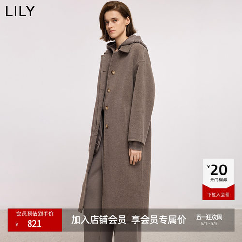 LILY美丽诺羊毛翻领双面毛呢外套