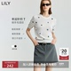 LILY2025新款 针织衫 女装 含羊毛重工四叶草绣花气质通勤圆领短袖