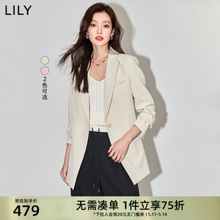 气质职业通勤款 复古纯色一粒扣休闲西装 女装 LILY2024春新款 外套女